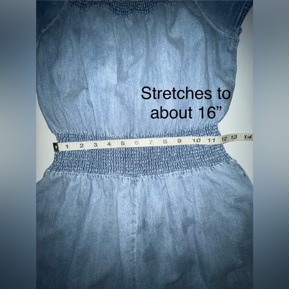 Free People Blue Jumpsuit with Flowy Shorts and Smocked Waistband Size Medium - Picture 7 of 8